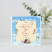 Dolly Tea Party Uitnodigen - Zwart Verjaardagsmeis Kaart (Staand voorkant)