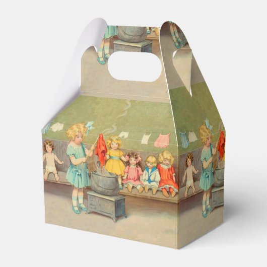 Dolly Wasserij Meisje Spelen Dolls Schattig Bedankdoosjes (Voorkant Zijde)