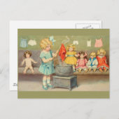 Dolly Wasserij Meisje Spelen Dolls Schattig Briefkaart (Voorkant / Achterkant)