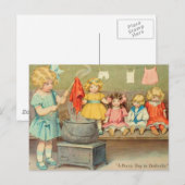 Dolly Wasserij Meisje Spelen Dolls Schattig Briefkaart (Voorkant / Achterkant)