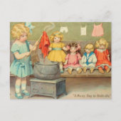 Dolly Wasserij Meisje  Spelen Dolls Schattig Briefkaart (Voorkant)