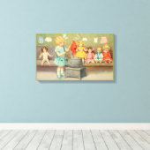 Dolly Wasserij Meisje Spelen Dolls Schattig Canvas Afdruk (Insitu (Houten vloer))