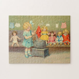 Dolly Wasserij Meisje Spelen Dolls Schattig Legpuzzel