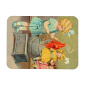 Dolly Wasserij Meisje  Spelen Dolls Schattig Magneet (Horizontaal)