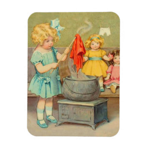 Dolly Wasserij Meisje Spelen Dolls Schattig Magneet