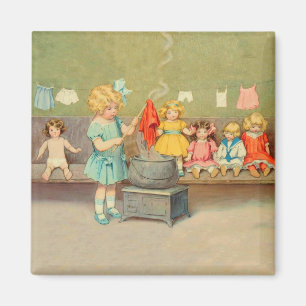 Dolly Wasserij Meisje Spelen Dolls Schattig Magneet