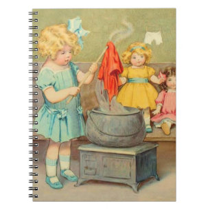 Dolly Wasserij Meisje Spelen Dolls Schattig Notitieboek