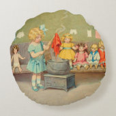 Dolly Wasserij Meisje  Spelen Dolls Schattig Rond Kussen (Achterkant)