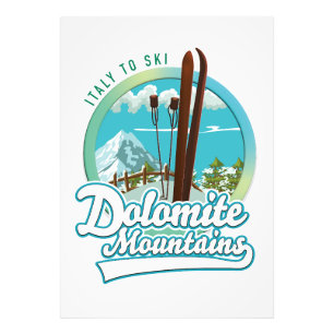 Dolomiet bergen Italië ski logo Foto Afdruk