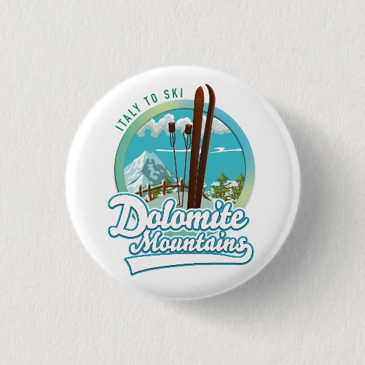 Dolomiet bergen Italië ski logo Ronde Button 3,2 Cm (Voorkant)