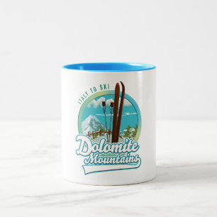 Dolomiet bergen Italië ski logo Tweekleurige Koffiemok