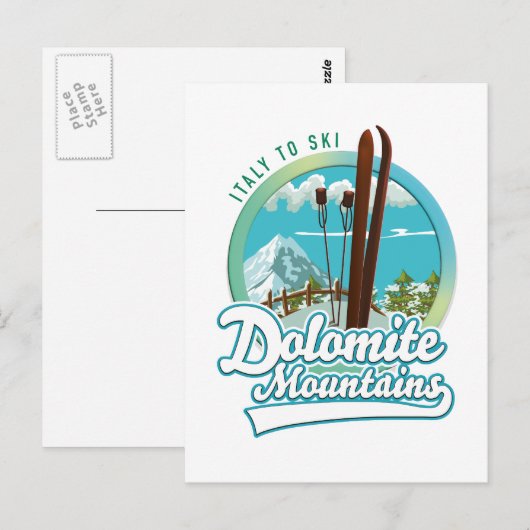 Dolomiet bergt Italië skigebied logo Briefkaart (Voorkant / Achterkant)