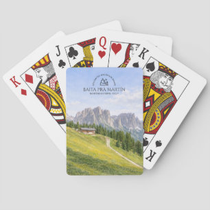 Dolomieten Alpen Hut Aquarel Natuur Landschap Pokerkaarten