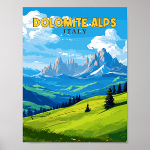 Dolomieten Alpen Italië vintage reisillustratie Poster