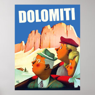 Dolomieten Alpen, toeristen in de kijker Poster