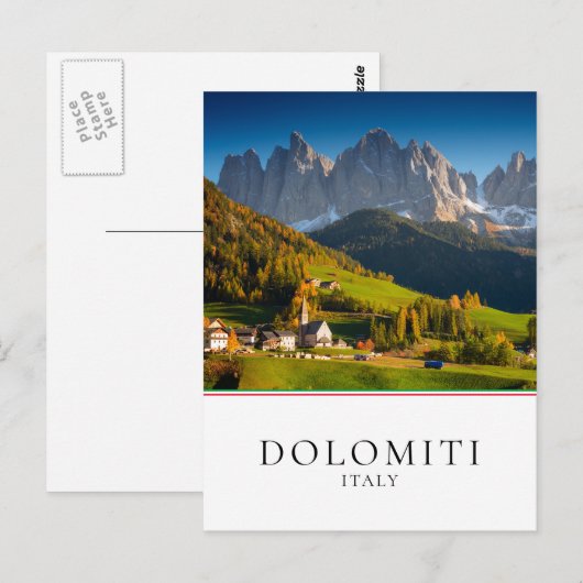 Dolomieten bergdorp in herfst briefkaart (Voorkant / Achterkant)