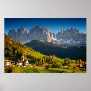 Dolomieten dorp in de herfst poster