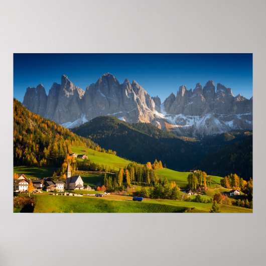 Dolomieten dorp in de herfst poster (Voorkant)
