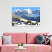 Dolomieten dorp in de winter canvas afdruk (Insitu (Woonkamer))