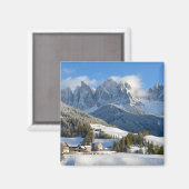 Dolomieten dorp in de winter magneet (Voorkant / Achterkant)