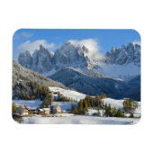 Dolomieten dorp in de winter rechthoekige magneet (Horizontaal)