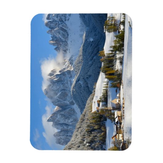 Dolomieten dorp in de winter rechthoekige magneet (Verticaal)