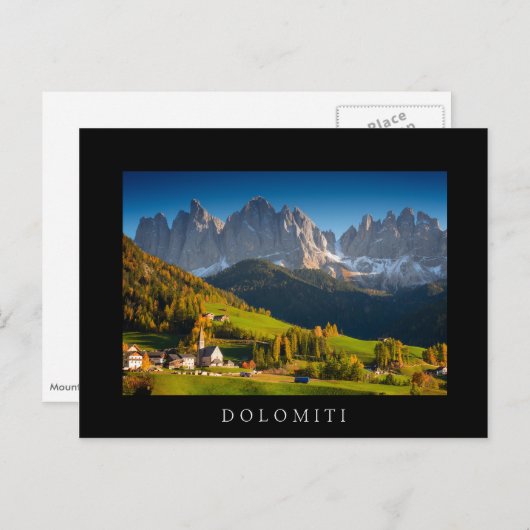 Dolomieten dorp in herfst briefkaart van het zwart (Voorkant / Achterkant)