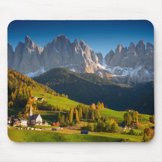 Dolomieten dorp in herfst mousepad muismat (Voorkant)