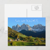 Dolomieten dorp in het herfst "saluti"-briefkaart briefkaart (Voorkant / Achterkant)