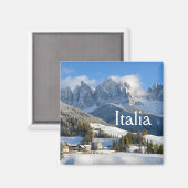 Dolomieten dorp in winter tekst magneet (Voorkant / Achterkant)