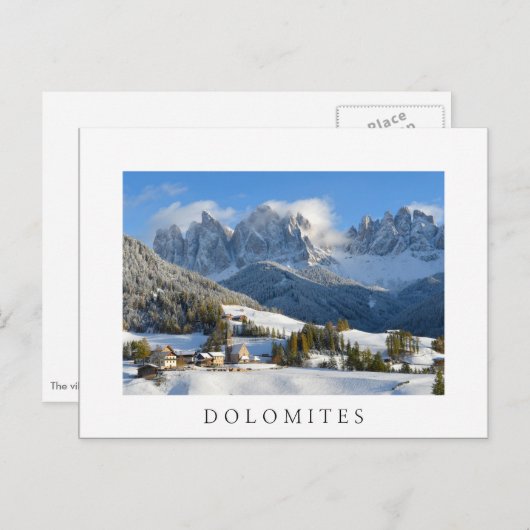 Dolomieten dorp in winter wit briefkaart (Voorkant / Achterkant)