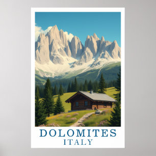 Dolomieten Italië Berg Alpine Chalet Kunst Poster