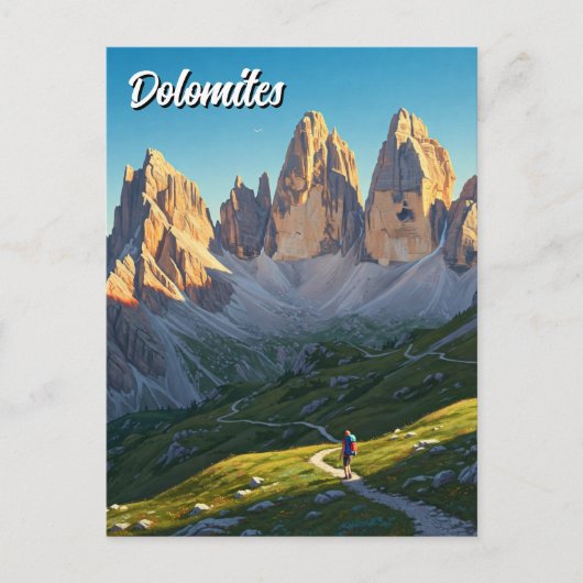 Dolomieten Italië Hiker Travel Briefkaart (Voorkant)