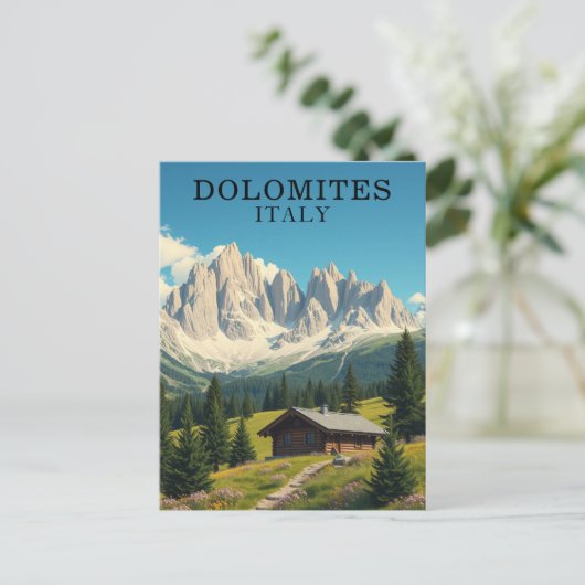 Dolomieten Italië Illustratie Reizen Briefkaart (Staand voorkant)