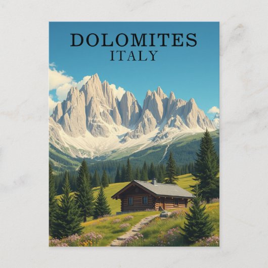 Dolomieten Italië Illustratie Reizen Briefkaart (Voorkant)