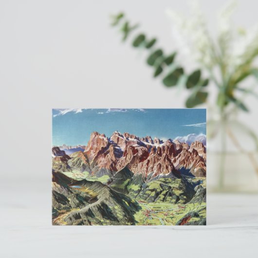  dolomieten Italië Relief Map Briefkaart (Staand voorkant)