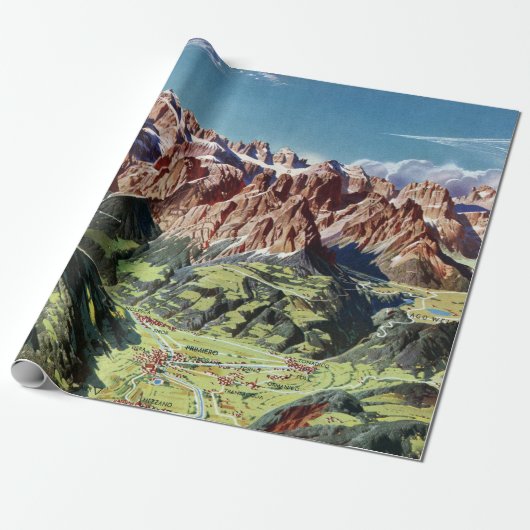dolomieten Italië Relief Map Cadeaupapier (Uitgerold)