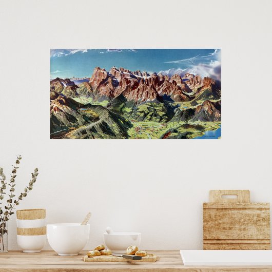  dolomieten Italië Relief Map Poster (Keuken)