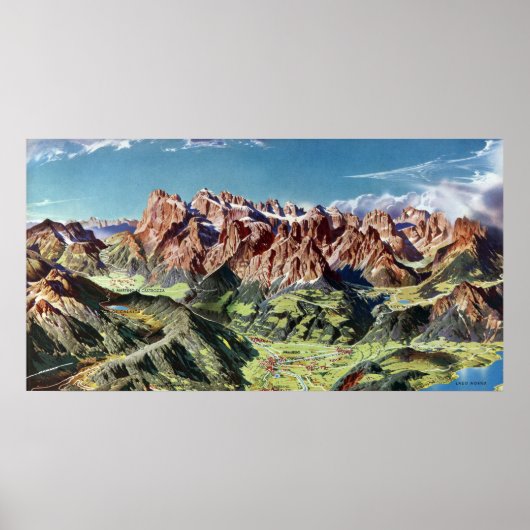  dolomieten Italië Relief Map Poster (Voorkant)