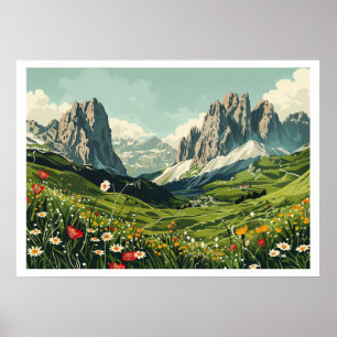 Dolomieten, Italië Retro Reis Poster