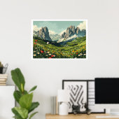 Dolomieten, Italië Retro Reizen Poster (Thuiskantoor)