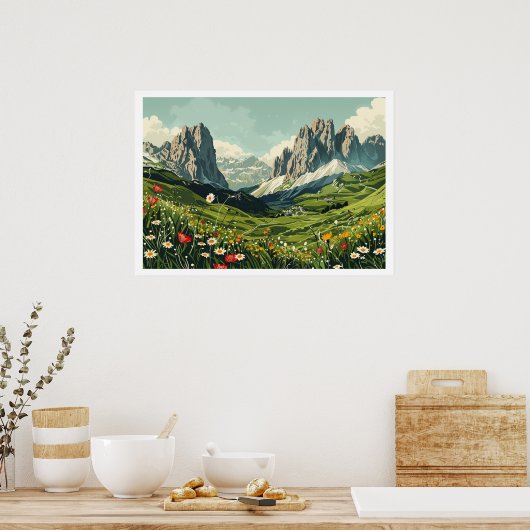 Dolomieten, Italië Retro Reizen Poster (Keuken)