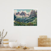 Dolomieten, Italië Retro Reizen Poster (Keuken)