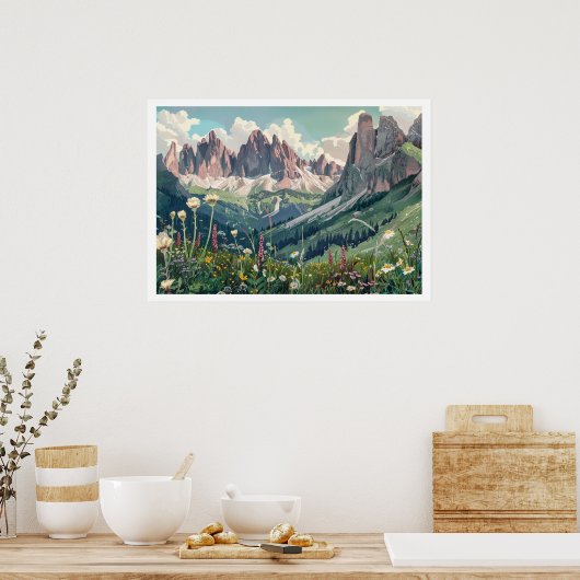 Dolomieten, Italië Retro Reizen Poster (Keuken)