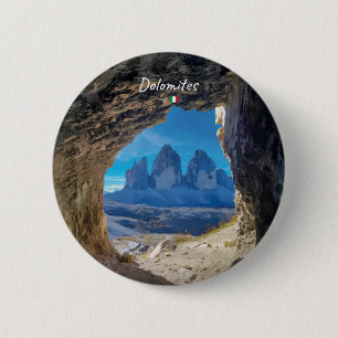 Dolomieten, Italië - Tre Cime Grotzicht Ronde Button 5,7 Cm