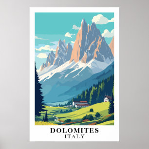Dolomieten Italië Vintage Reis Berg Alpen Kunst Poster