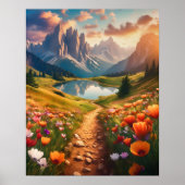 Dolomieten Lake  stijl reizen Poster (Voorkant)