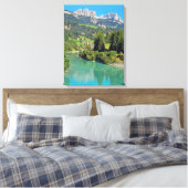 Dolomieten meer uitzicht canvas print (Insitu (Slaapkamer))