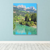 Dolomieten meer uitzicht canvas print (Insitu (Houten vloer))