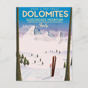 Dolomieten Sassongher berg Italië reisposter Briefkaart